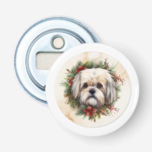 Décapsuleur Lhasa Apso Christmas Wreath Festive Pup
