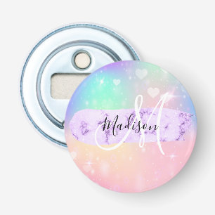 Décapsuleur Licorne Arc-en-Ciel Cœurs Monogramme Coloré Fémini
