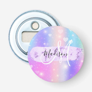 Décapsuleur Licorne Arc-en-ciel Cœurs Monogramme Coloré Fémini