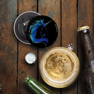 Décapsuleur Licorne noire élégante Magie Fantasy Bleu Argent