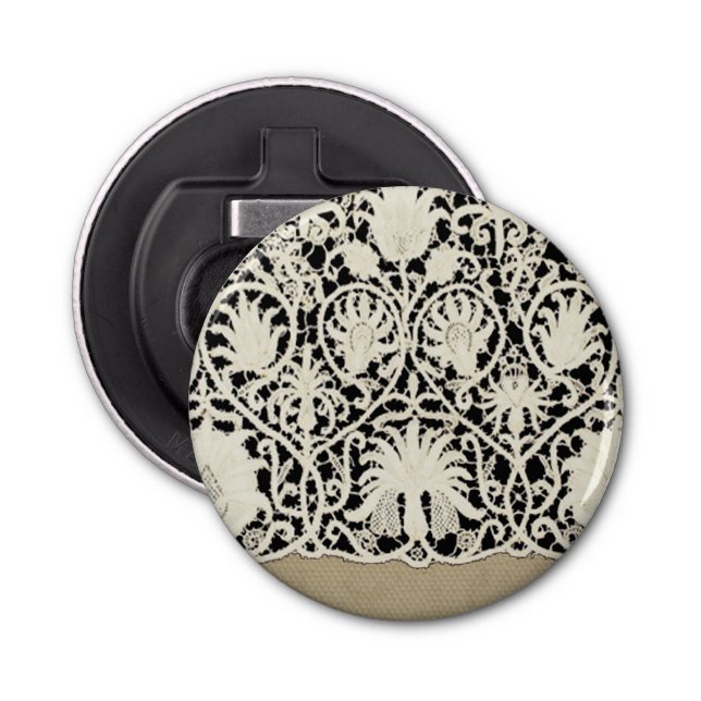 Décapsuleur Linge de dentelle mariage blanc classique jolie (Devant)