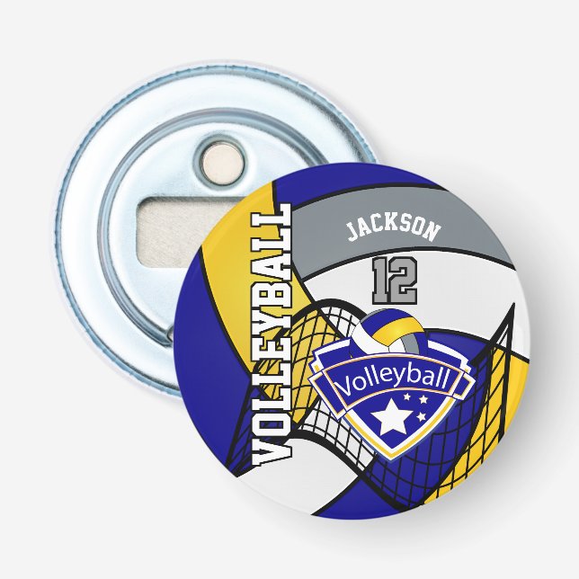 Décapsuleur Logo de volley-ball bleu, jaune et gris (Devant)