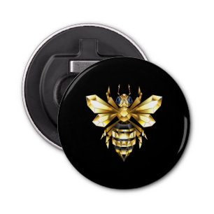 Décapsuleur Logo Faux Gold Foil Bee Polygonal sur Noir