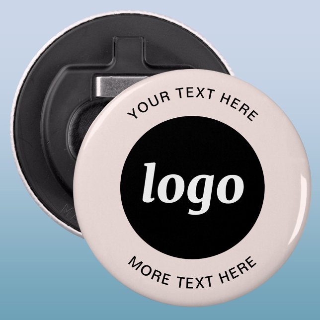 Décapsuleur Logo Simple Avec Texte Blush Pink Promotionnel (Logo and text business promotional button bottle opener)