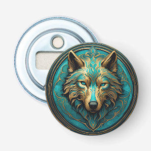 Décapsuleur Loup Turquoise et Or