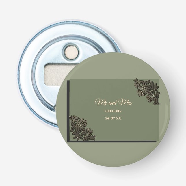 Décapsuleur Luxe Moderne Sage vert & or métal (Devant)