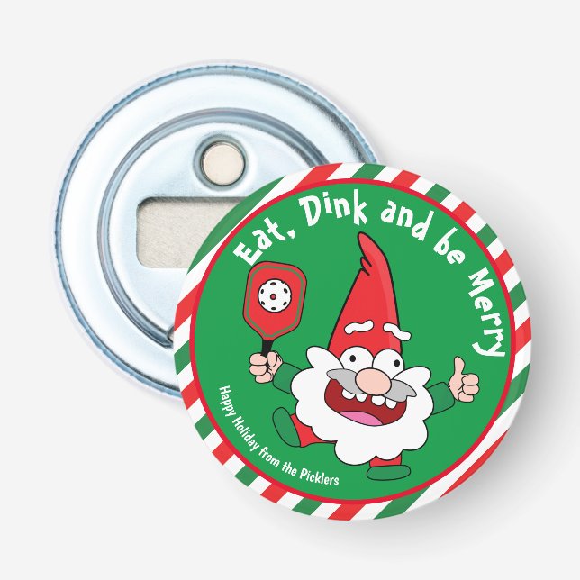 Décapsuleur Mange, dink et sois joyeux pickleball de Noël (Devant)