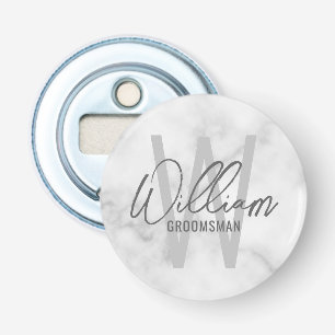 Décapsuleur Marbre blanc Script moderne Groomsmen personnalisé