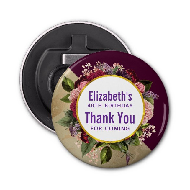 Décapsuleur Marbre d'or et fleurs de Bourgogne Anniversaire Fa (Devant)