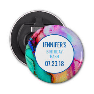 Décapsuleur Marbre rose violet vert Abstrait Aquarelle