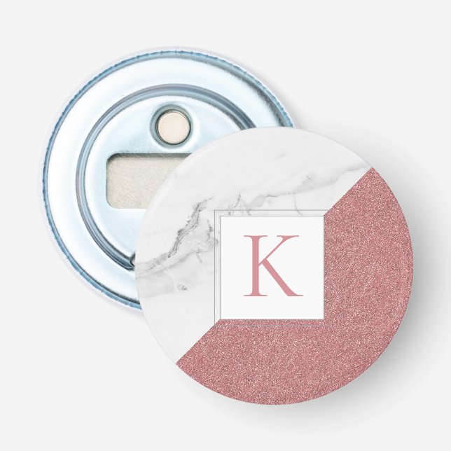 Décapsuleur Marbre tendance Blush rose Parties scintillant Gir (Devant)