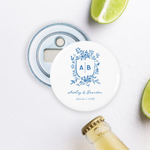 Décapsuleur Mariage Armoiries Monogramme Fantaisiste Bleu Fran