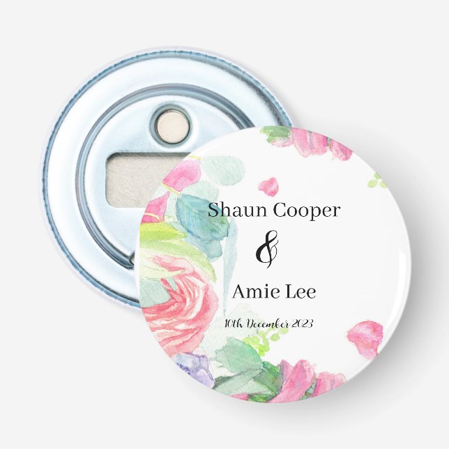 Décapsuleur Mariage Boho doux aquarelle (Devant)