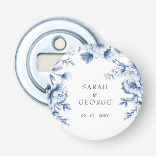 Décapsuleur Mariage botanique floral bleu élégant de chinoiser