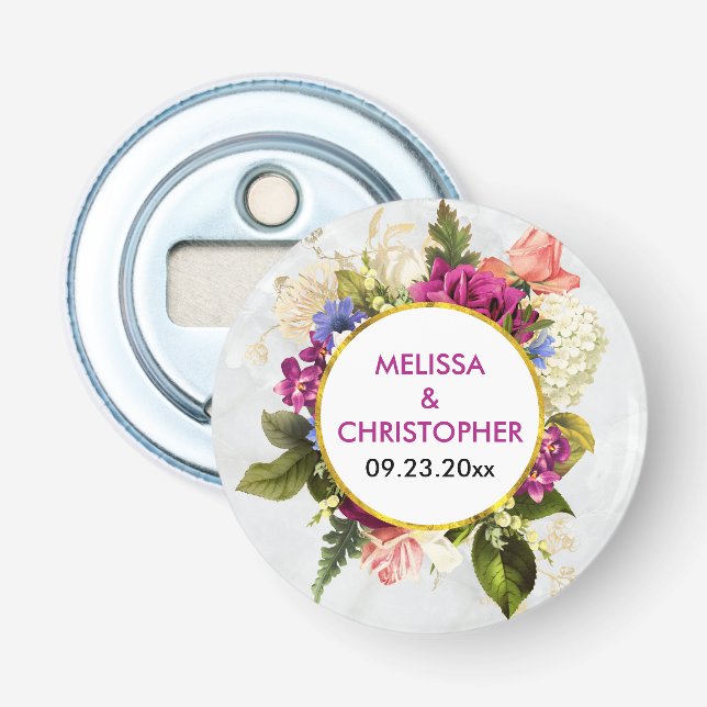 Décapsuleur Mariage d'aquarelle rose et blanc moderne (Devant)