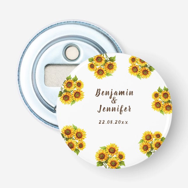 Décapsuleur Mariage de tournesol de morden rustique personnali (Devant)