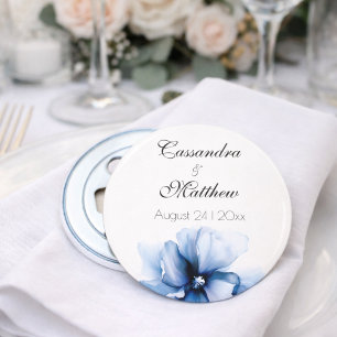 Décapsuleur Mariage Fleurs Bleu Poussiéreux Élégant