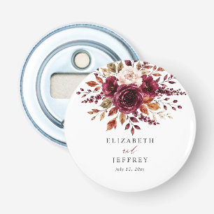 Décapsuleur Mariage Floral Automnal Élégant Bohème Bourgogne