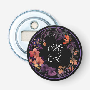 Décapsuleur Mariage floral noir et violet élégant Favoriser