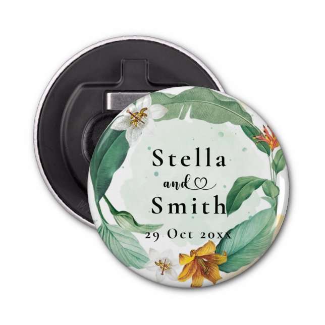 Décapsuleur Mariage floral tropical coloré (Devant)