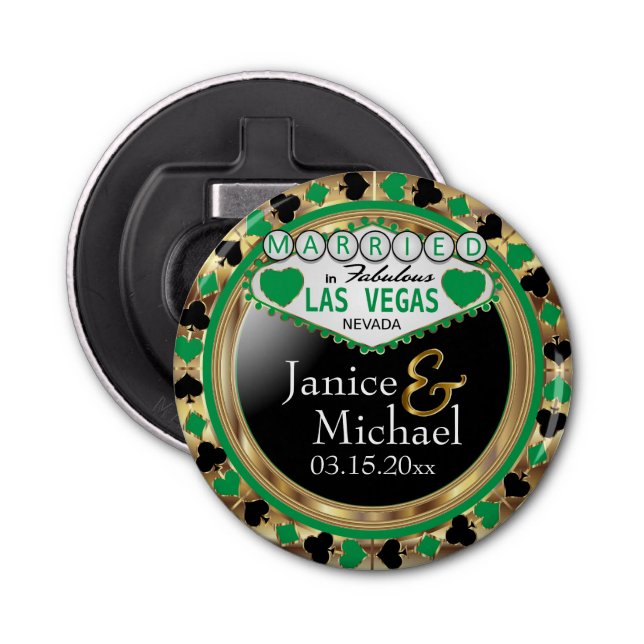 Décapsuleur Marié à Las Vegas Style - Vert (Devant)