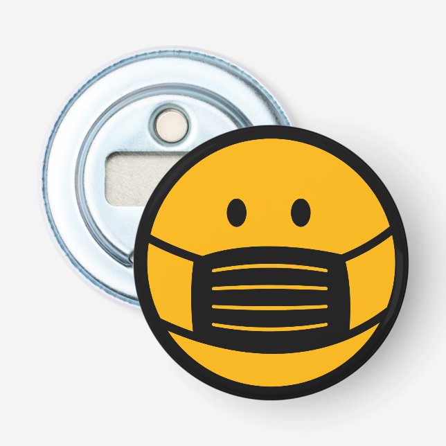 Décapsuleur Masque de visage jaune icône émoji symbole magnéti (Devant)