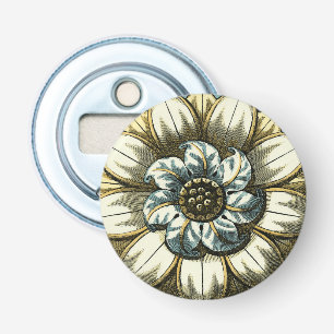 Décapsuleur Médaillon floral orné sur Arrière - plan bleu clai