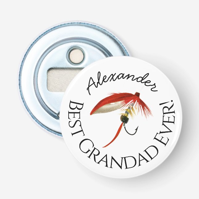 Décapsuleur Meilleur Grand-Père Jamais ! Pêcheurs à la mouche  (Devant)