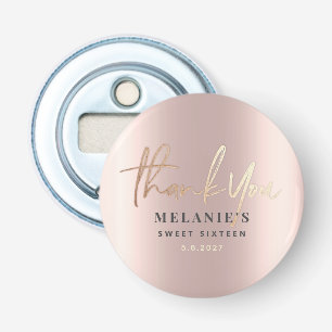 Décapsuleur Merci Personnalisé 16e Rose nuptiale Gold Chic
