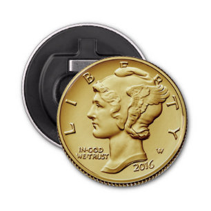 Décapsuleur Mercury Dime Centennial Gold Coin Image ~ Magnet