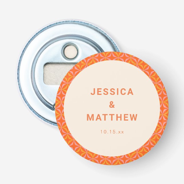 Décapsuleur Mid Century Modern Orange Geometric Custom Wedding (Devant)
