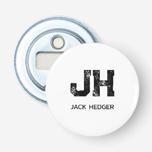 DÉCAPSULEUR MINIMALISTE NOIR DEUX LETTRES MONOGRAMME NOM BLANC