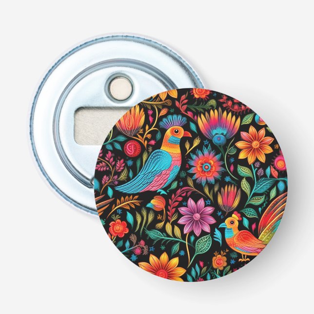 Décapsuleur Modèle floral coloré mexicain (Devant)