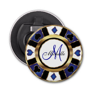 Décapsuleur Monogram Blue Poker Chip Design