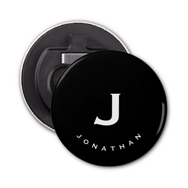 Décapsuleur Monogramme classique noir minimal (Devant)