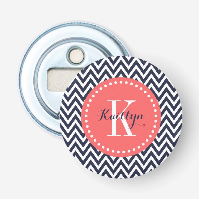 Décapsuleur Monogramme de la Marine et de Coral Chevron (Devant)