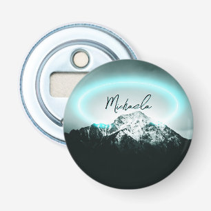 Décapsuleur Monogramme de lumière de néon bleu mystérieux de m