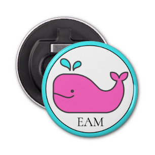 Décapsuleur Monogramme de Preppy Nautical Pink et Aqua Whale