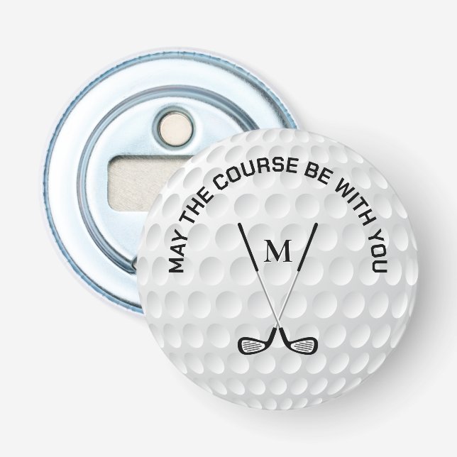 Décapsuleur Monogramme golf croisé clubs texte personnalisé (Devant)