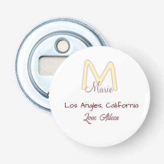 Décapsuleur monogramme jaune rose nom amour ville marron tenda