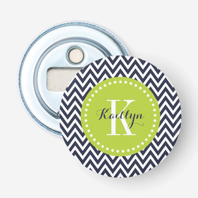 Décapsuleur Monogramme Marine et Green Chevron (Devant)