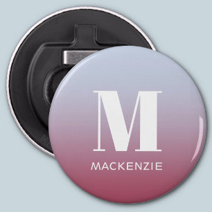 Décapsuleur Monogramme moderne Nom initial Pink Blue Gradient