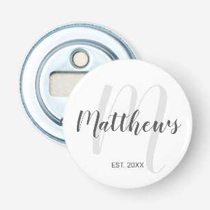 Décapsuleur Monogramme moderne personnalisé et nom de famille
