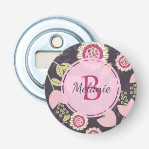 Décapsuleur Monogramme Motif de grande tulipe rose