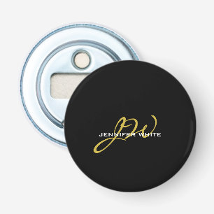 Décapsuleur Monogramme Noir Or Couleur Plaque Moderne Nom prop