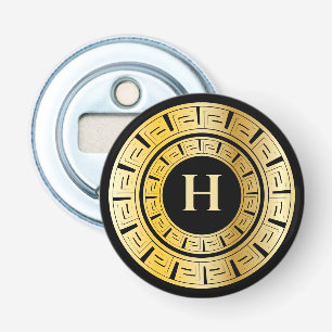 Décapsuleur Monogramme personnalisé de clé grecque ronde noire