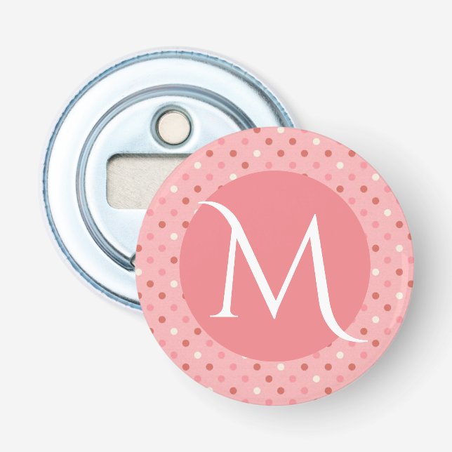 Décapsuleur Monogramme rose pointillé moderne mignon (Devant)