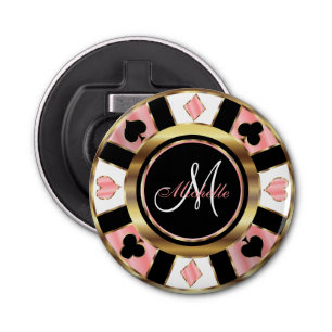 Décapsuleur Monogramme Rose Poker Chip Design