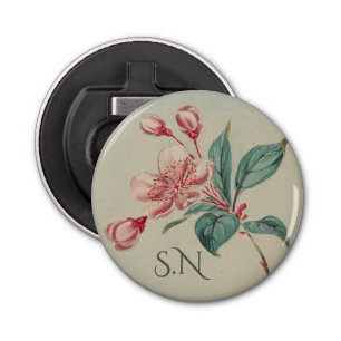 Décapsuleur Monogramme vintage de fleur d'aquarelle