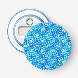 Décapsuleur motif Abstrait tourbillon - bleu, turquoise et bla